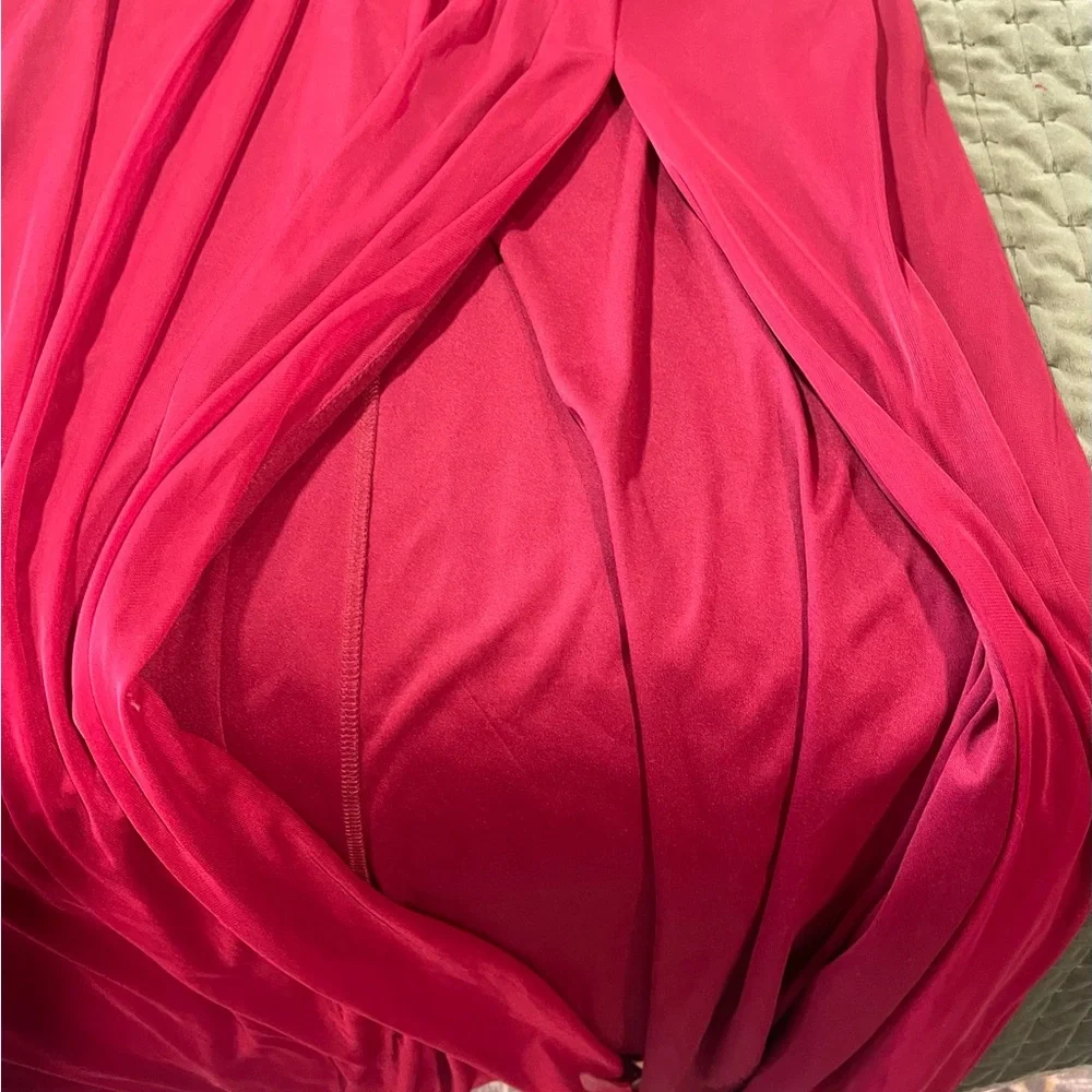 Azazie burgundy maroon maxi‎ dress spaghetti straps size 8A wedding bridesmaid